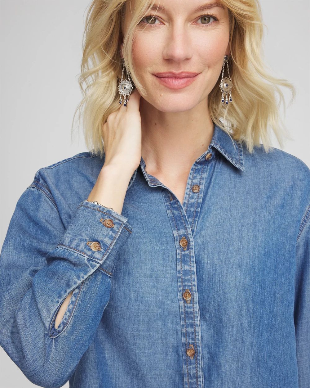 Tencel™ Cropped Denim Shirt | Chico's